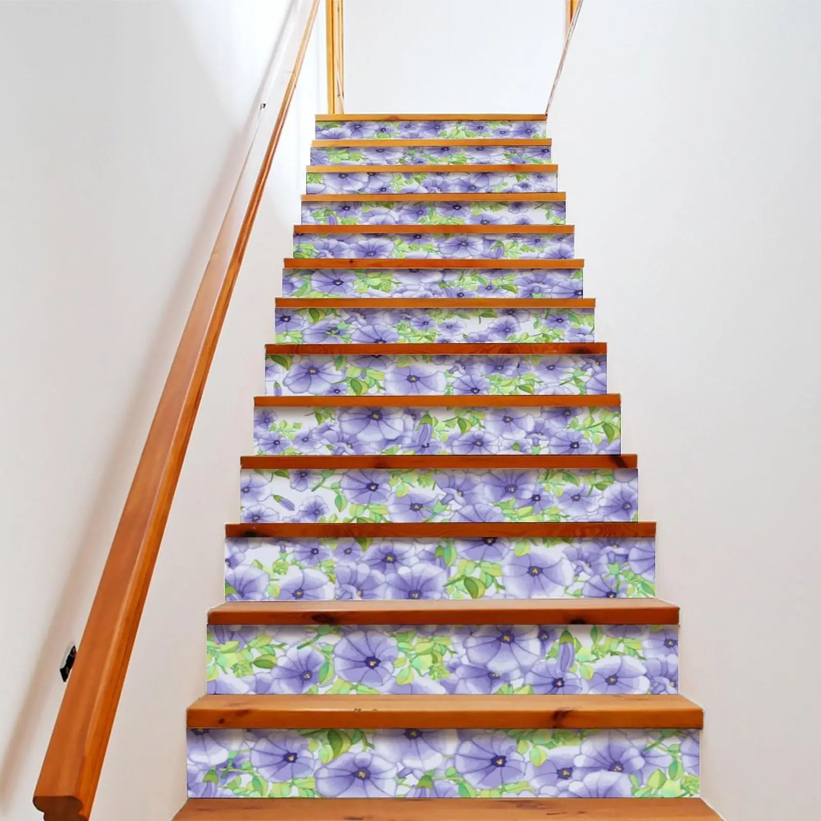 Stair Stickers Decals Watercolor Morning Glory Peel and Stick Vinyl Stair Decals Stair Risers Decals for Home Decor