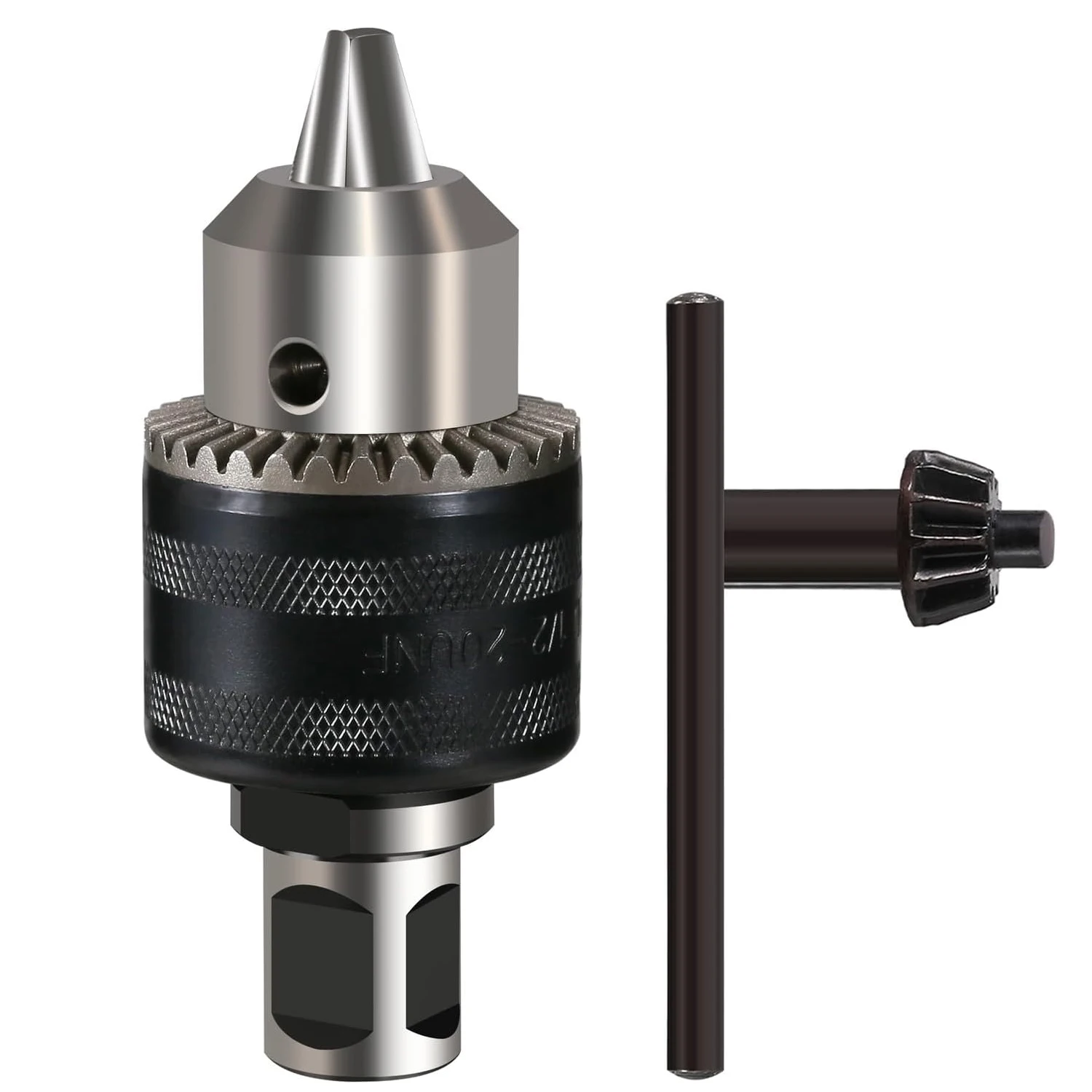 1/16''-1/2'' Magnetic Drill Chuck Adapter, 3/4'' Weldon Shank with Chuck Key, 1/2''-20 UNF Thread Drill Bit Adapter 1.5-13mm
