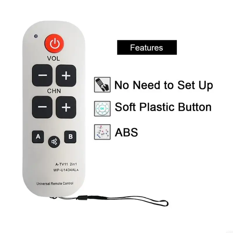 270B Universal A-TV11 Big Button Remote Control For Seniors Kids Easy To Use