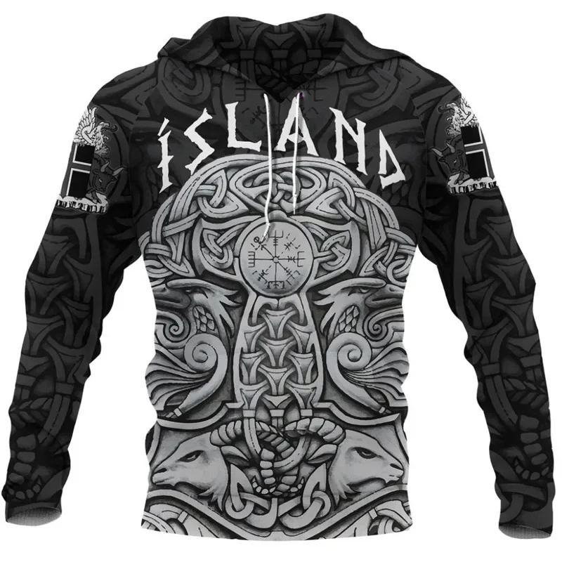 

Latest Viking Hoodie Raytheon hammer print coat 3D men's zipper Hoodie Top