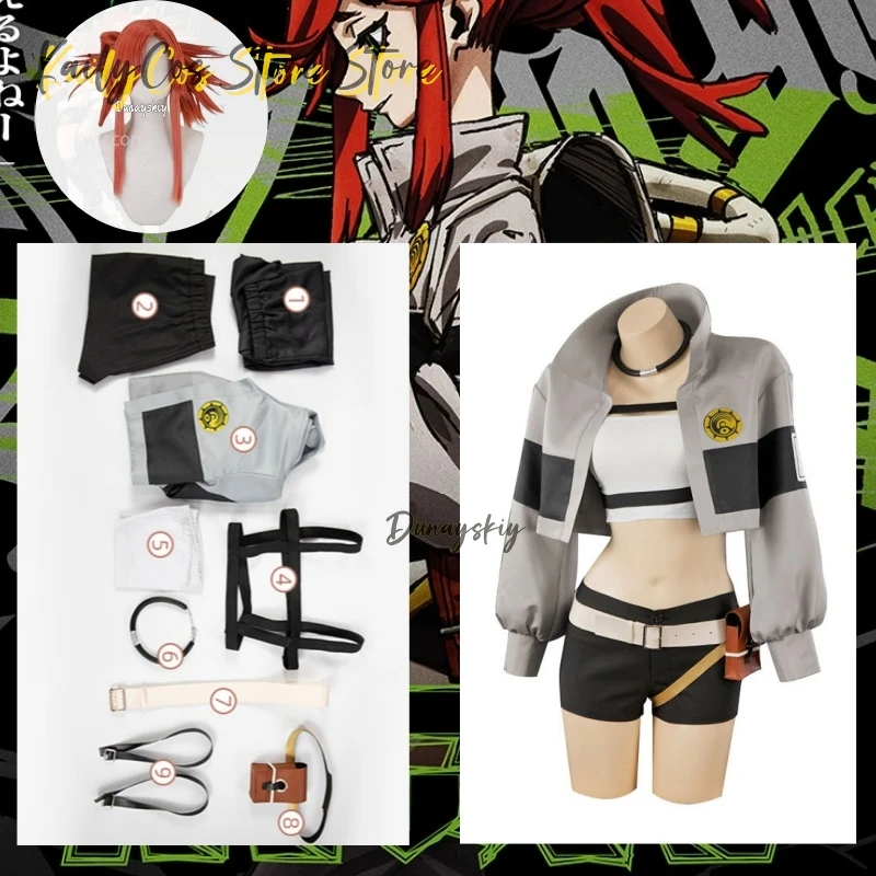 

New Anime GACHIAKUTA Cosplay Riyo 코스프레 Punk Fashionable Short Jacket Shorts Y2K Uniform Jirai Kei Girls Wigs Bag 코스프레