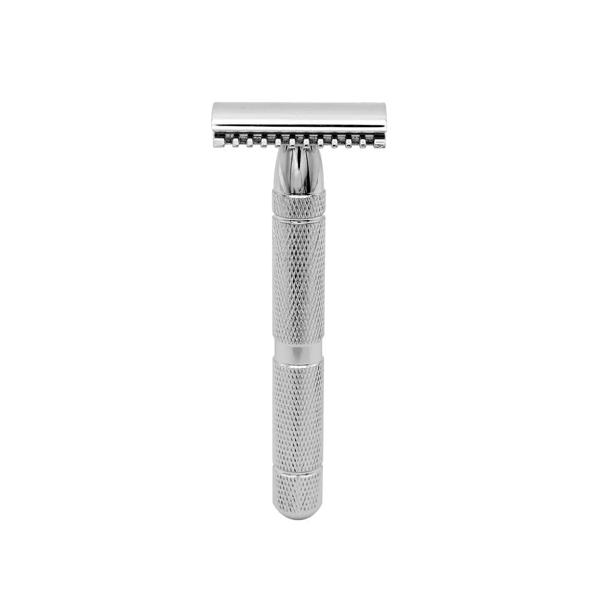 

Двусторонняя безопасная бритва из нержавеющей стали для мужчин с текстурированной ручкой, для чистого бритья, для использования в парикмахерских и дома