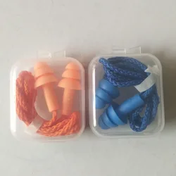 Silicone Corded Ear Plug Protector Anti Lost Reusable Hearing Protection Noise Reduction Safe Swimming Work Earplugs With Rope