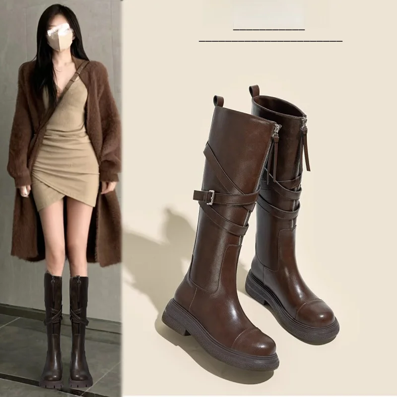 

Brown High-Tube Boots Women's Knight Boots 2026 Autumn New England Sle Slim High-Tube Long Boots Faionable Korean Version