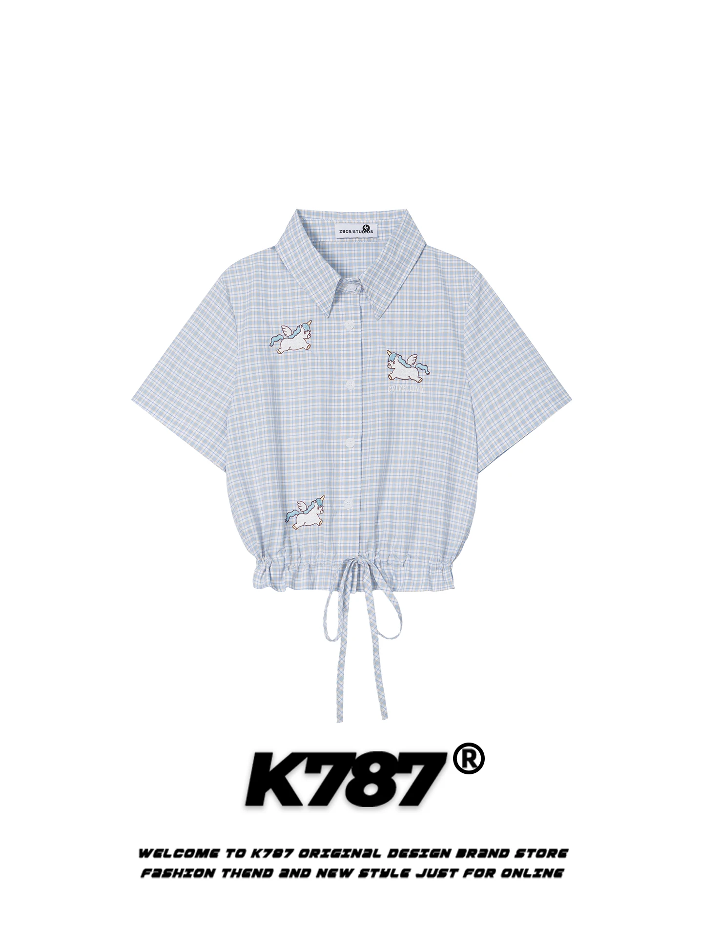 

K787 Gentle Wind Faionable Pattern ort Sve irt Women's Casual Loose Waist Cinched irt Commute Sle Summer 2026