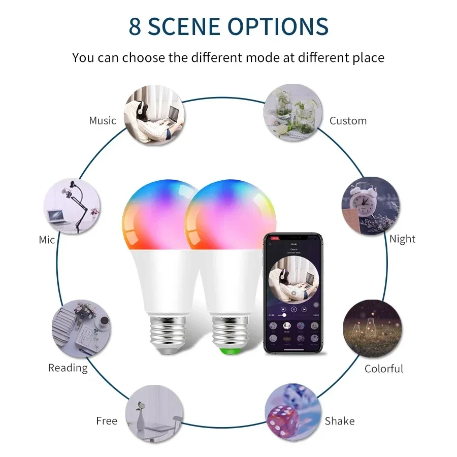 1/2/3pcs E27 Dohome WiFi Smart LED Bulb 12W RGB Dimmable Light Bulb Voice Control Works With Alexa Google Home Homekit Siri