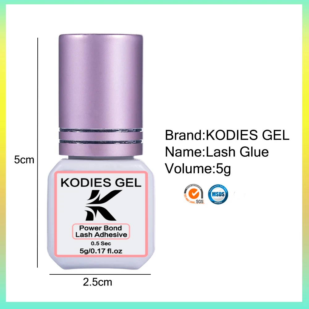 KODIES GEL NEW Powder Bond Eyelash Glue Extension Adhesive Supplies 5ML 0.5s Extremely Strong Retention Black Lash Glue Lifting