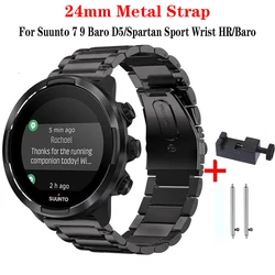 24mm Stainless Steel Metal Strap For Suunto 9 7 Baro/Suunto D5 Spartan Sport Wrist HR/Baro Smart Watch Replaceable Wrist Band