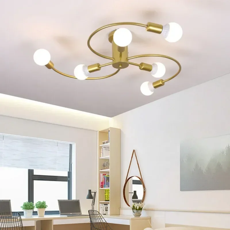 

Nordic Magic Bean Molecular Chandelier Modern Home Decoration Semi-Embedded Ceiling Black Lighting 6 Head Light Fixtures