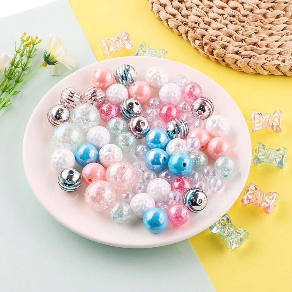 35Pcs/Bag New Acrylic Beads Loose Bead For Jewelry Making DIY Keychain Pen Bracelet Necklace Handmade  Accessories