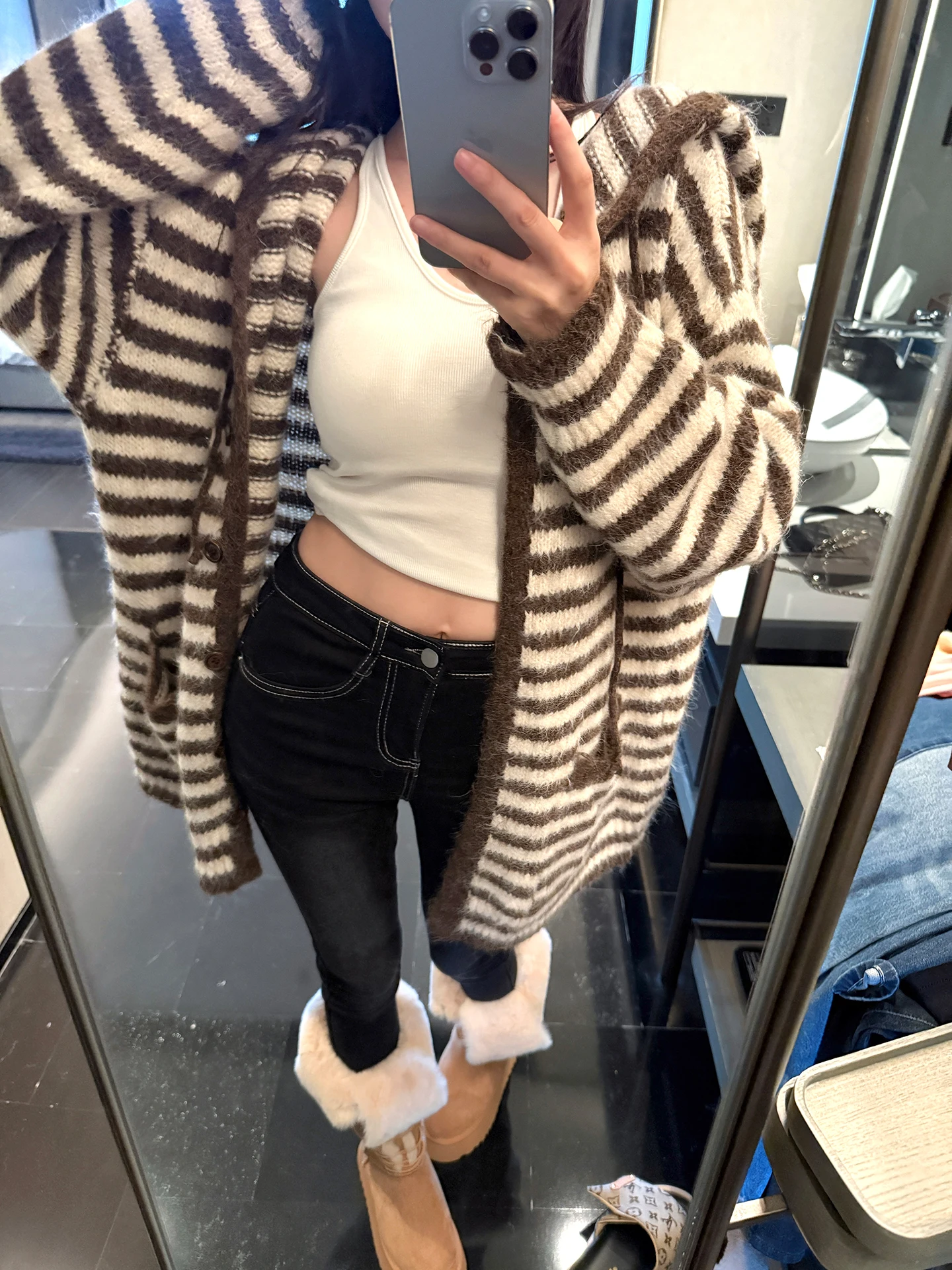 

Женский вязаный кардиган Matou Lazy Striped Color Block из шерсти, повседневный мягкий свободный свитер-пальто с длинными рукавами на молнии