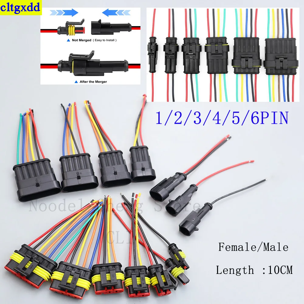 Cltgxdd 1-5piece FOR AMP waterproof electrical automotive ship connectors with wires 1P 2P 3P 4P 5P 6P male and female plugs