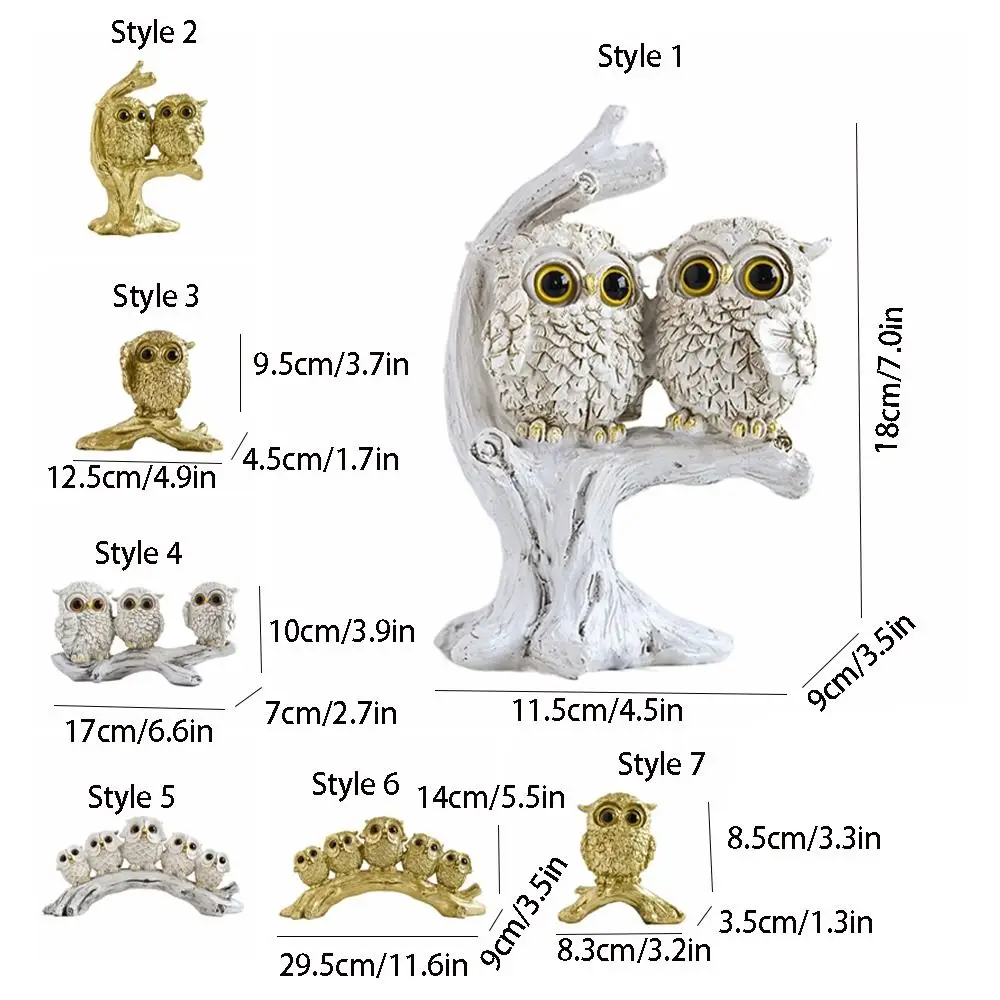 المشهد الصغير الراتنج البومة زخرفة الإبداعية لطيف الحيوان تمثال حية مقاوم للماء مصغرة تمثال النحت خزانة #6