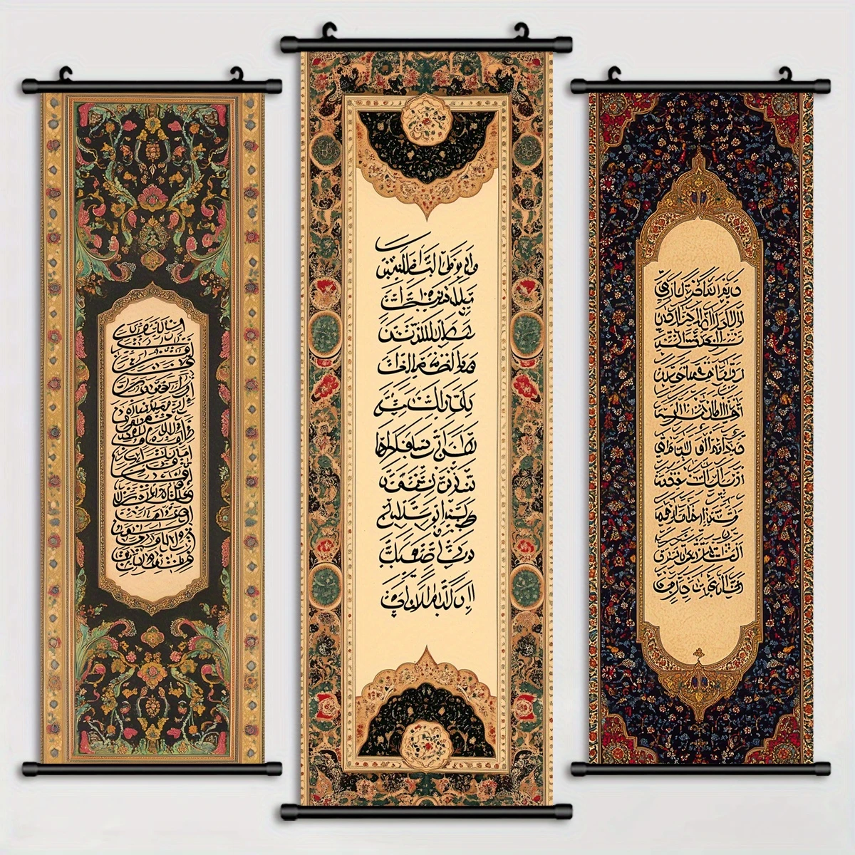 Islamic Arabic Calligraphy Tapestry, Vintage Muslim Wall Scroll, Religious Fabric Art Poster, Spiritual Home Wall Hanging Decor