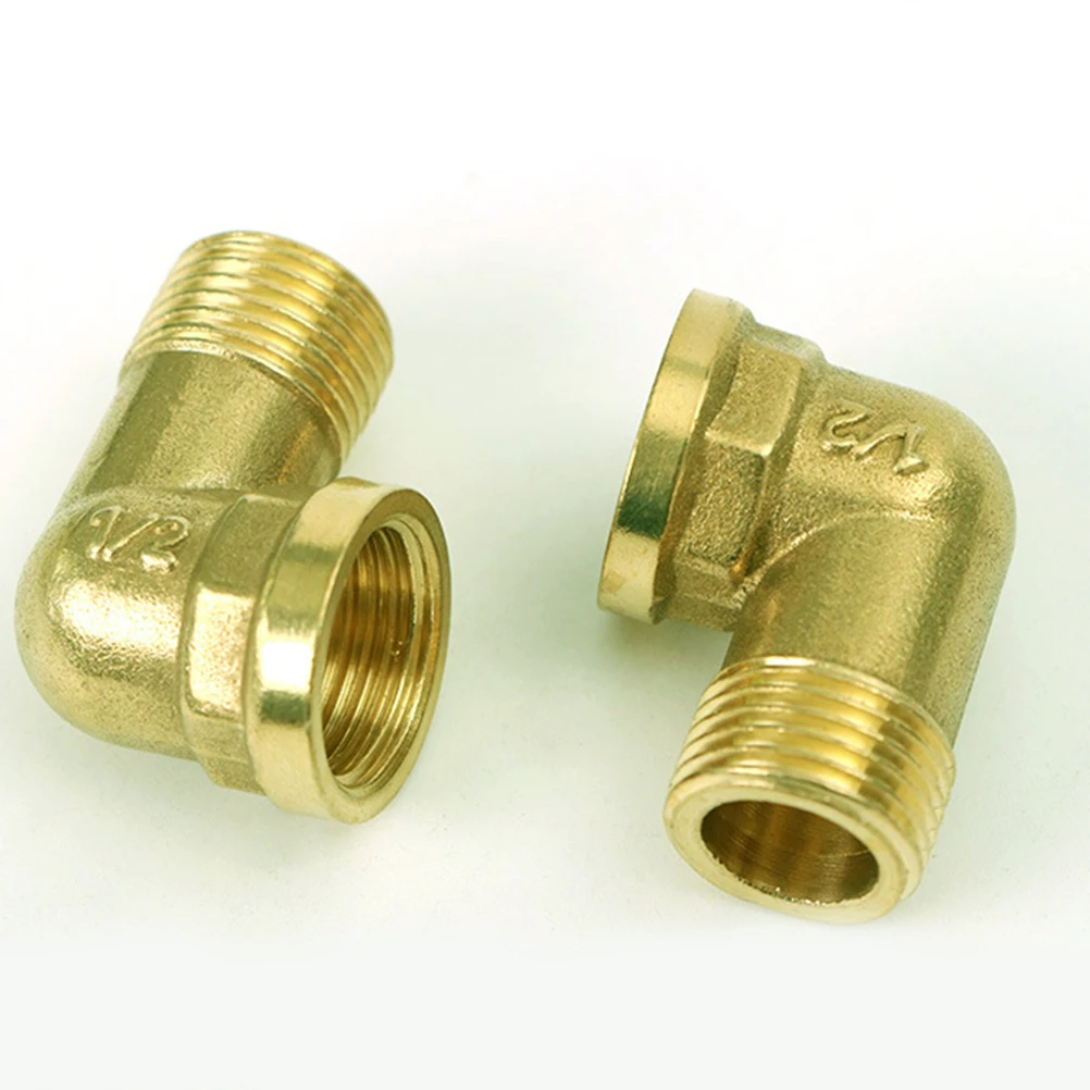 

2 PCS/Set Copper Elbow Joint Brass Connector Water Pipe Gas Pipeline 90 Degree Golden