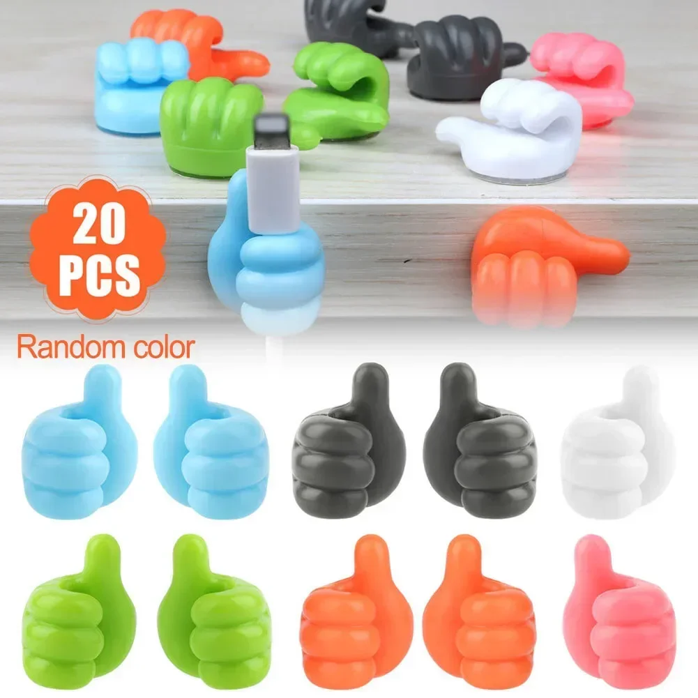 20Pcs Silicone Thumb Wall Hook Cable Clip Wire Desk Organizer Brush Storage Wall Sticker Gadgets Useful Things For Home