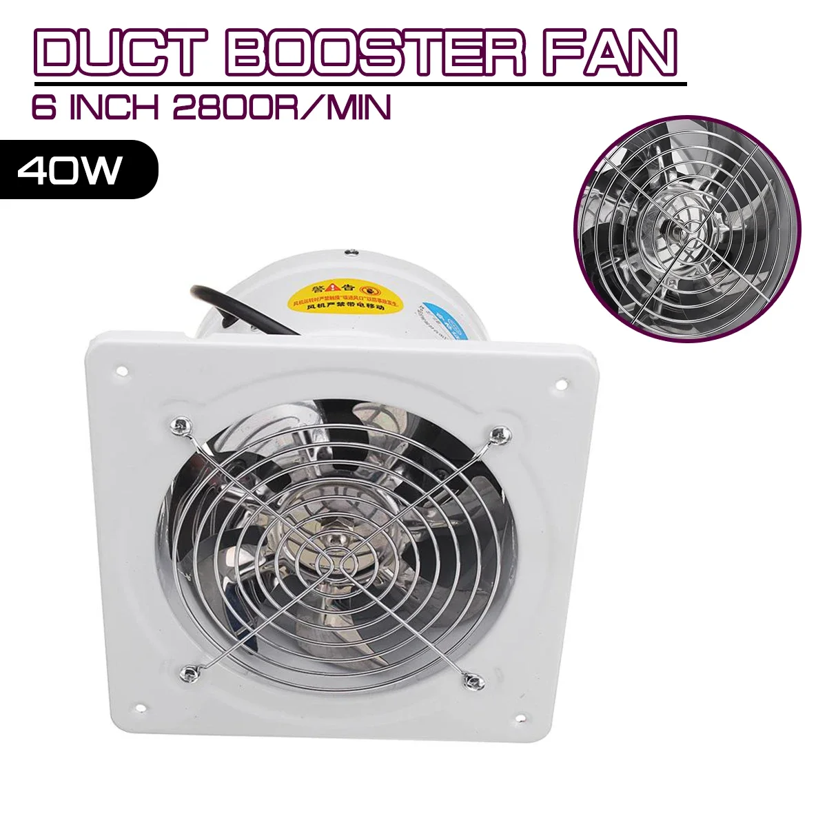 

6 inch 2800R/Min 40W Duct Booster fan Exhaust Blower lampblack window ventilating fan for bathroom home kitchen wall Exhaust fan