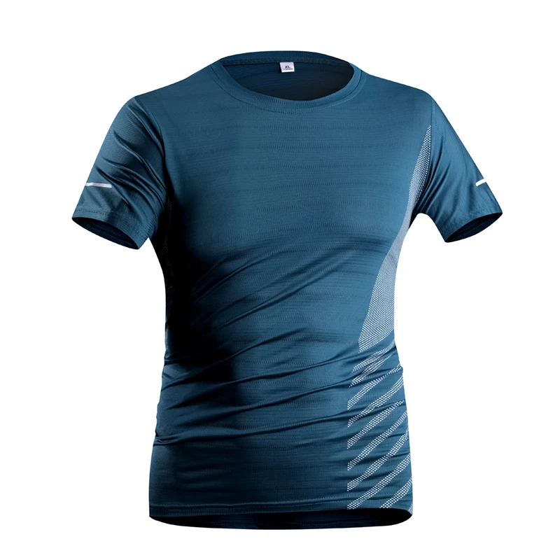 Men's Quick Dry Ice Silk T-Shirt Short Sleeves Round Neck Sports and Training Wear Crew Neck Design for Athletic  Male Clothing