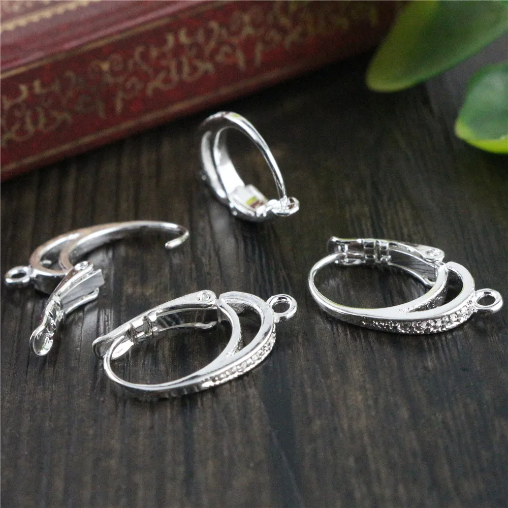 6pcs ( 3pairs) 20x11mm 밝은 실버 도금 로듐 귀 후크 귀걸이 전선 패션 쥬얼리 귀걸이