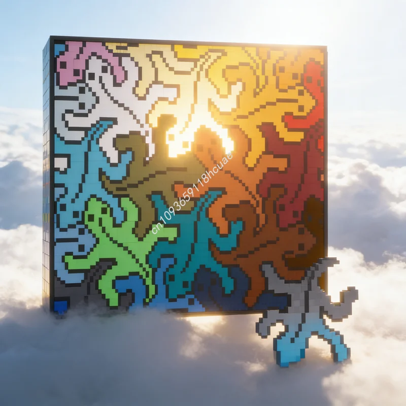 

8987pcs MOC Rep Tile A Humble Tribute M C Escher Sculptures Mosaic Model Christmas Gifts Building Blocks Architecture Toy Idea