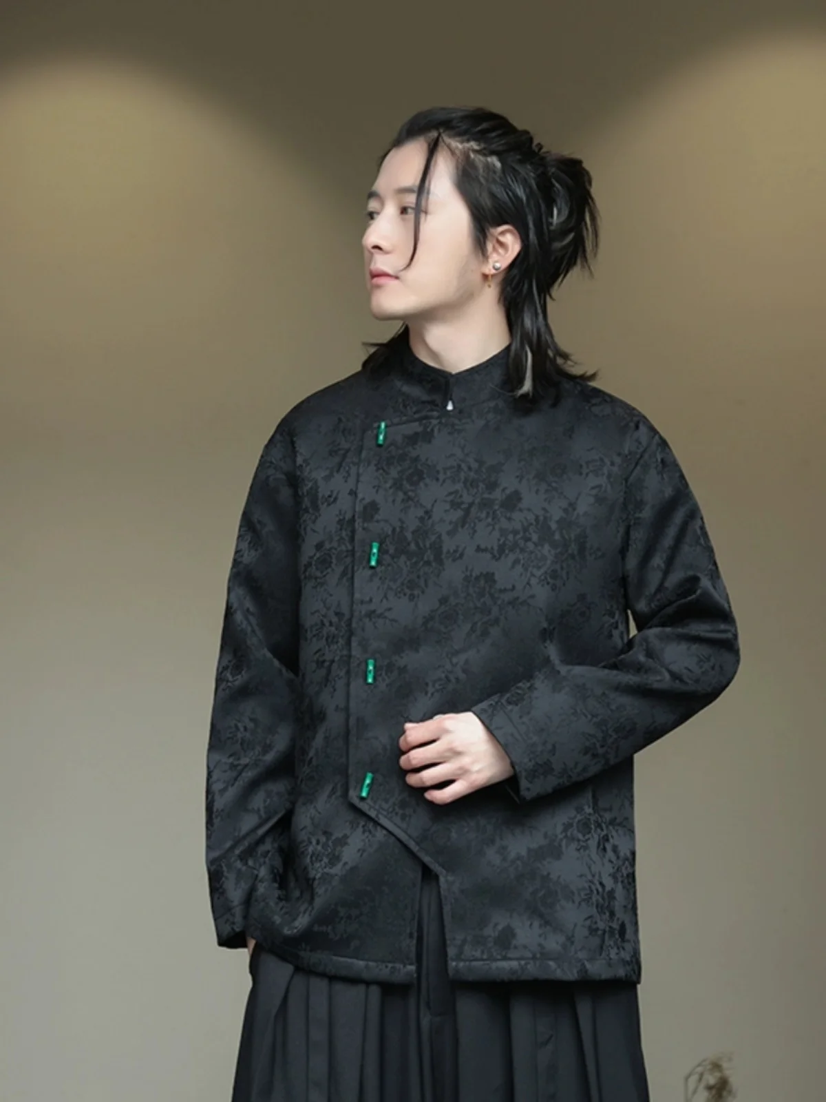 

Джет в китайском стиле с воротником-стойкой в стиле ретро, молодежная новая мужская одежда среднего возраста, пальто на пуговицах Hanfu Zhongan, высококачественная верхняя одежда