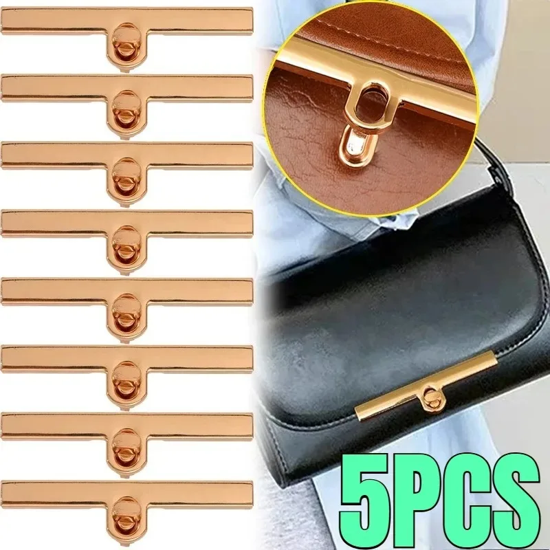 2 Style Long Strip Metal Turn Lock Twist Clasp Elegant Gold Bag Hardware for DIY Handbag Leather Craft Purse Making Accessories