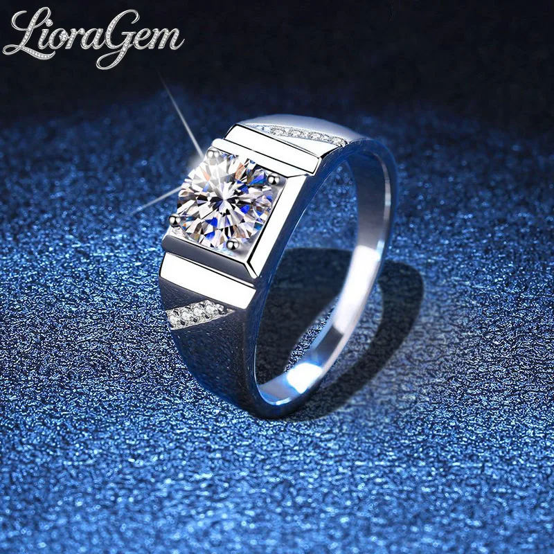 LioraGem Luxurious Moissanite Ring, 1-Carat Moissanite Minimalist Couple's Set Men's Rings Platinum PT950 Stamp