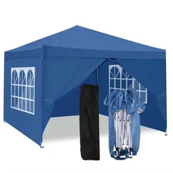 10 * 10FT Gazebo Outdoor Pop Up Beach Canopy na imprezę, namiot z baldachimem 3 * 3 m z boczną ścianą i wodoodporną torbą na kółkach