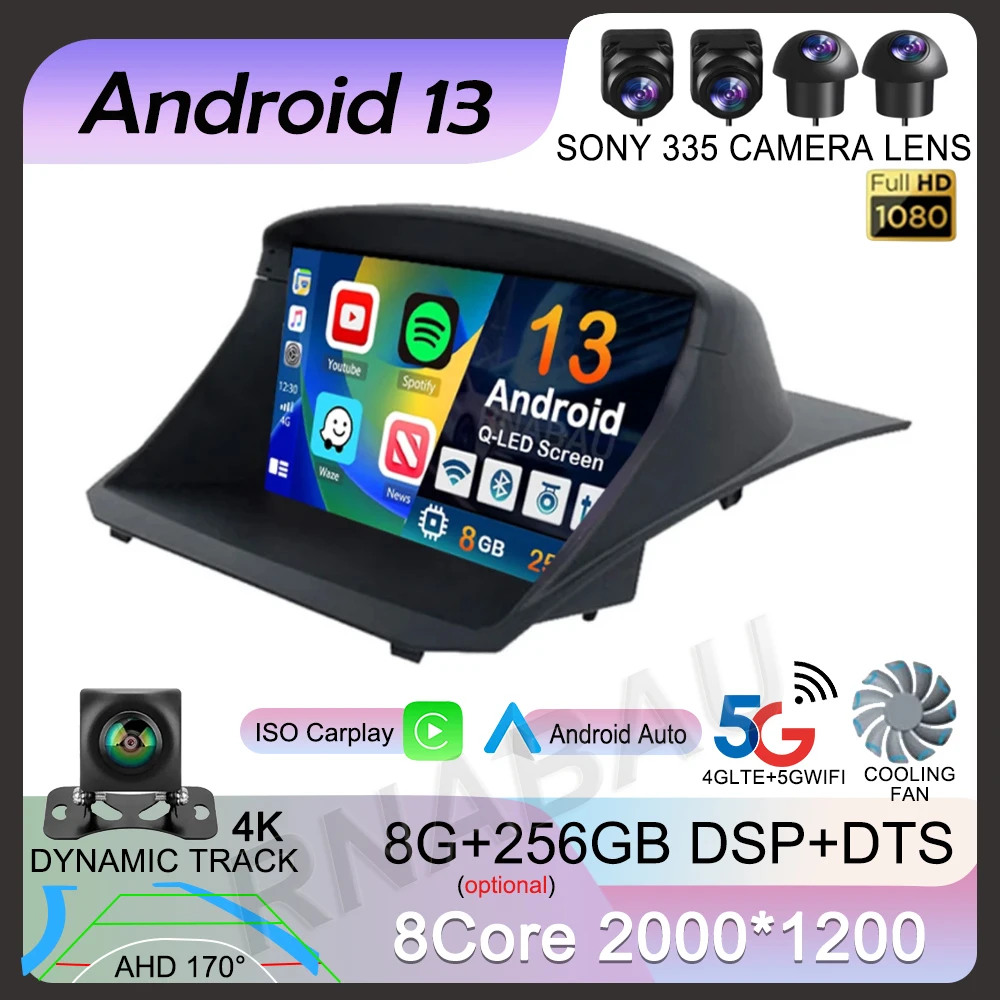 

Android 13 Carplay Auto For Ford Fiesta 2009 - 2017 Car Radio Navigation GPS Multimedia Video Player Stereo 360 Camera Head Unit