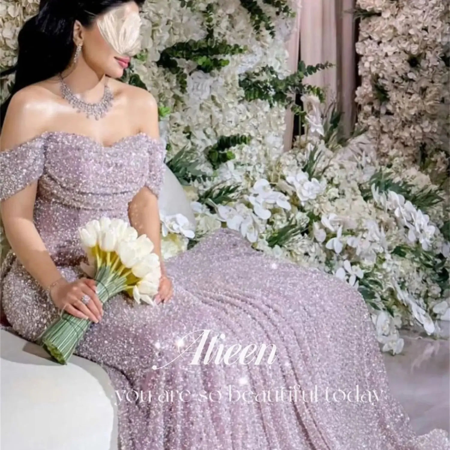 Aileen Shiny Purple Bead Embroidery Dresses Gala Wedding Party Dress Evening Elegant Woman Prom 2024 Graduation Women Luxury