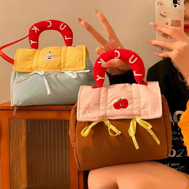 Lindo bolso de maquillaje de Color coreano casa de dibujos animados tamaño grande bloque de Color bolsa de almacenamiento portátil bolsa de aseo de viaje bolso de mujer caliente