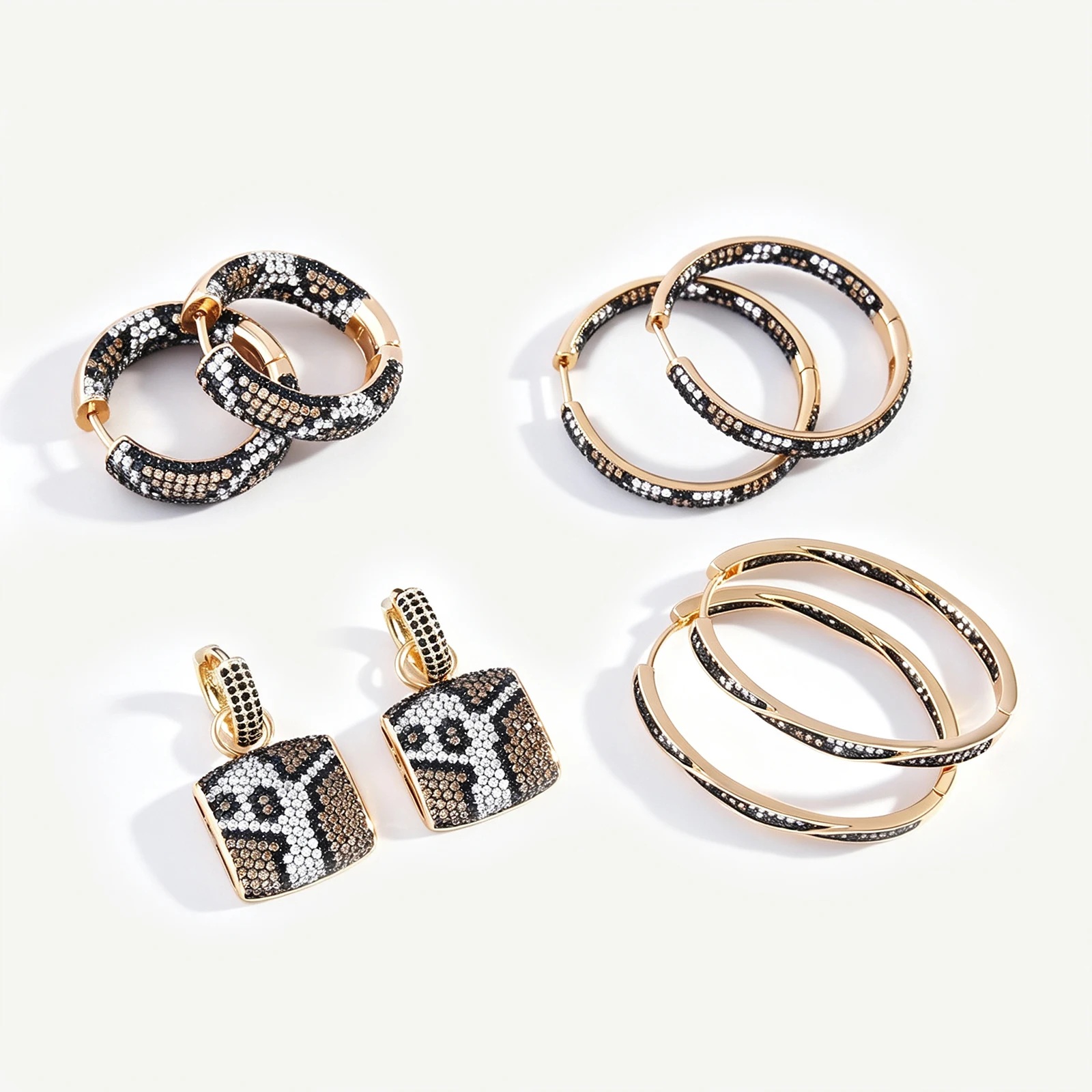SUNSLL Oval Gold Plated Vintage Leopard Print Hoop Earrings For Women Girl Multicolour Cubic Zircon Statement Jewelry 1Pair