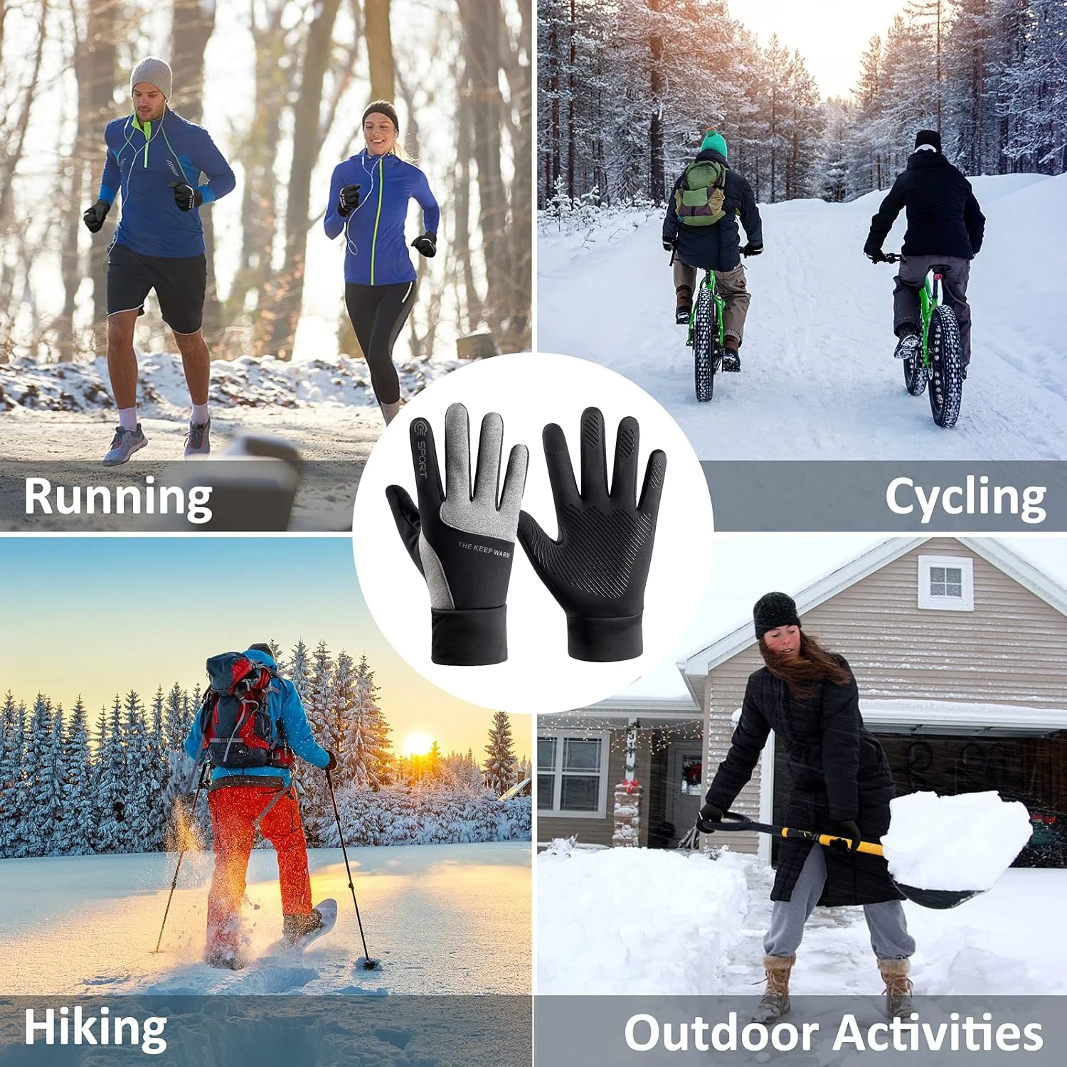 1 Paar Winter Thermische Handschoenen Mannen Vrouwen Touchscreen Waterdichte Anti Slip Handen Warm Voor Wandelen Rijden Fiets Fietsen