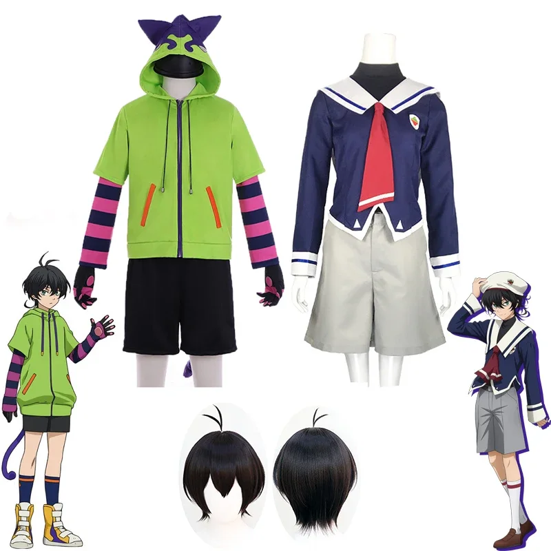 Anime Sk8 The Infinity MIYA Full Cosplay Costume High School Boys Uniform Halloween Carnival Funny Costume Black Wig