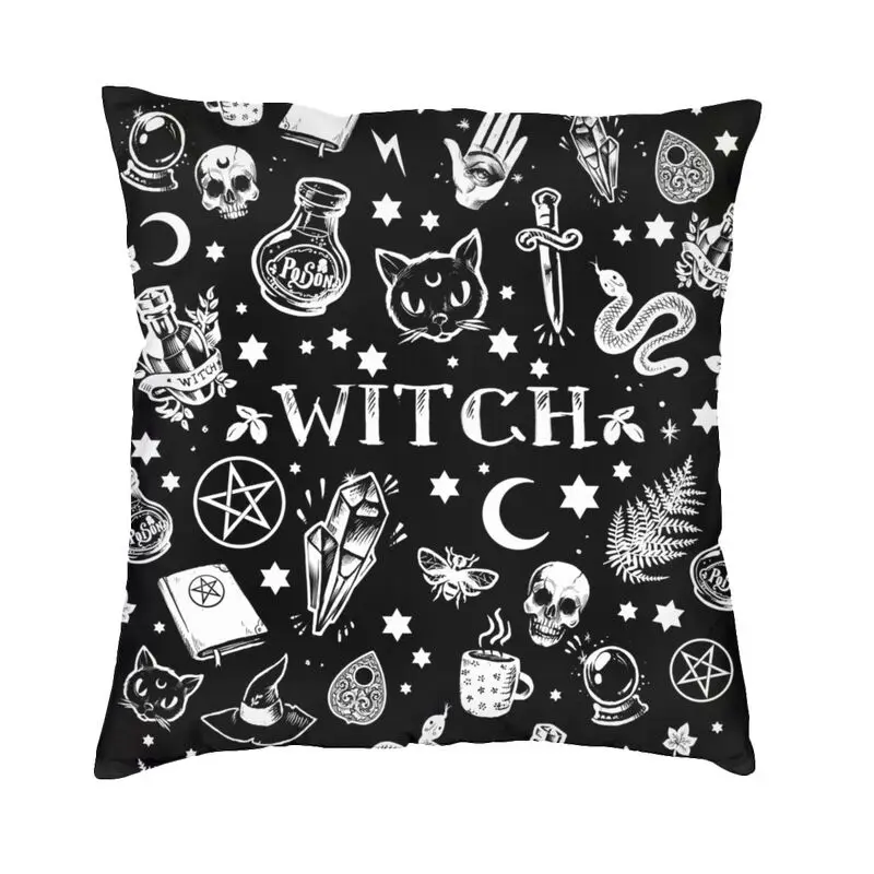 Witch Pattern Throw Pillow Cover Home Decorative Custom Square Halloween Occult Gothic Magic Cushion Cover 45x45cm Pillowcover