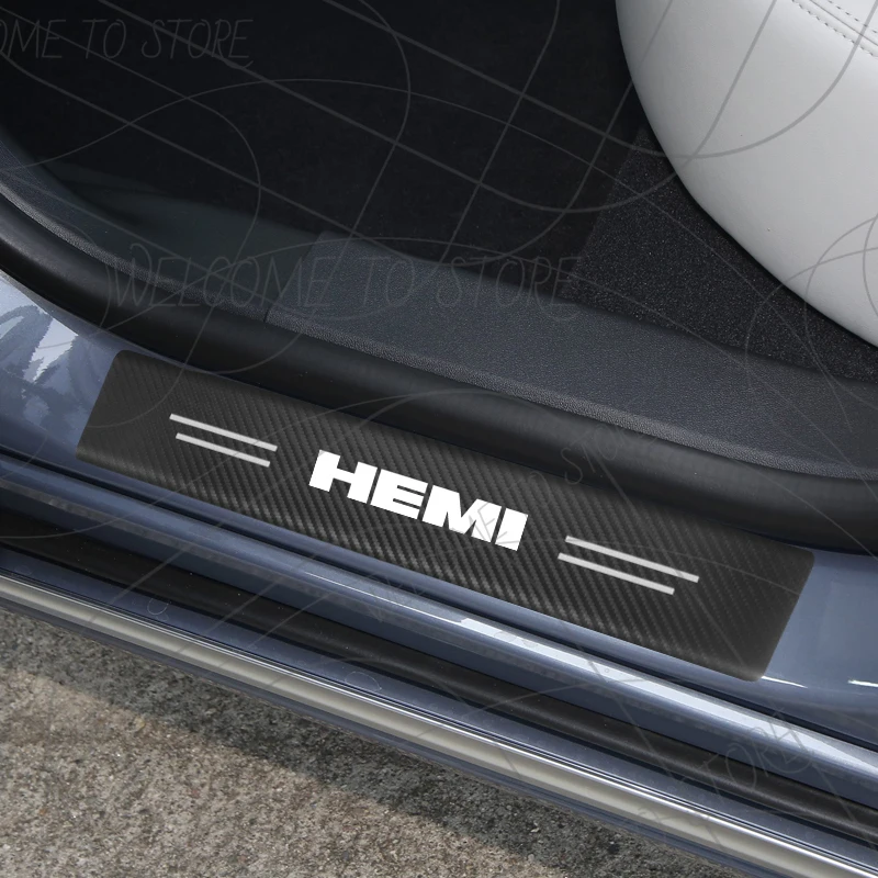 4/5 قطعة ل V8 HEMI 5.7 لتر شعار قائد جراند شيروكي ألياف الكربون عتبة الباب عتبة قطاع الكسوة الشارات جذع ملصقات السيارات