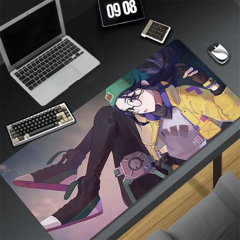 Pattern Game Mousepad Pad Rubber Mouse Mat Desk Gaming Non Slip Table Mat Gamer Cabinet V-valorant Killjoy Mousepad Keyboard Pad