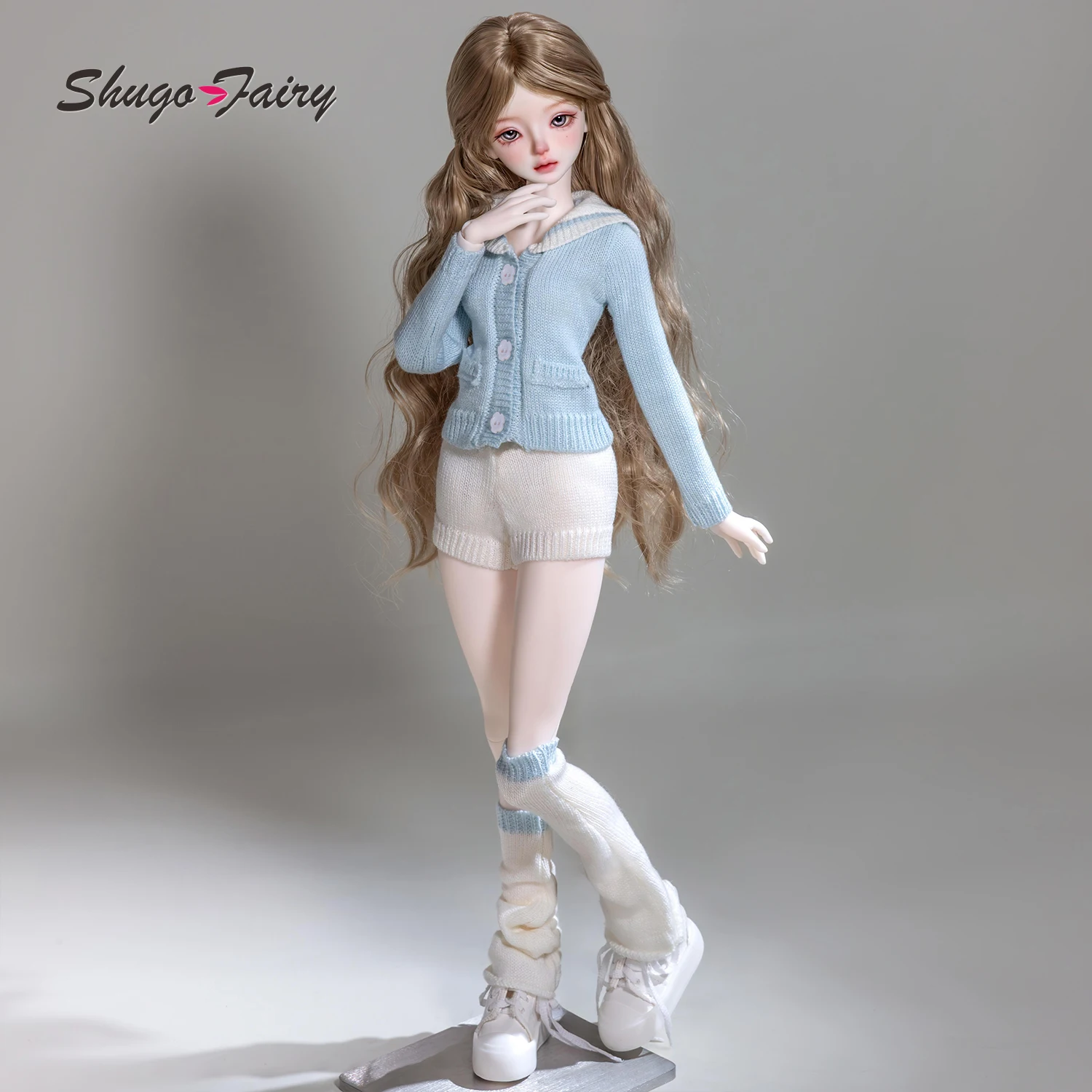 BJD Doll 1/4 Sadie E ShugaFairy Resin FullSet Summer Sailor Collar Knit Top Sweet School DailyWear Articulated Ball Jointed Doll view 6