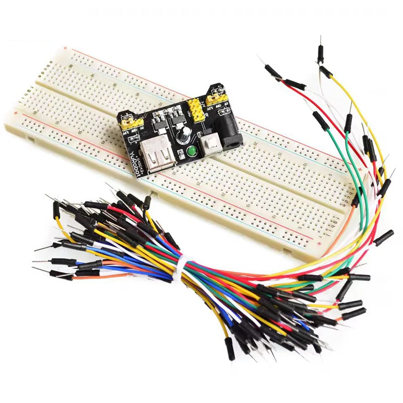 Breadboard Black Power Module + 830 Holes Large Breadboard + 65 Colorful Breadlines Set