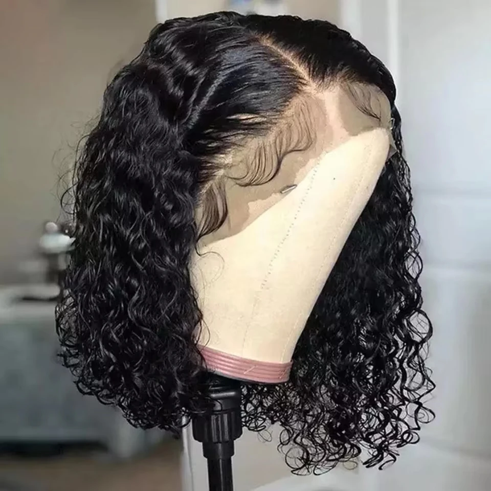 قصيرة موجة المياه بوب الباروكات الشعر البشري 13x4 الدانتيل الباروكات الأمامية للنساء مجعد بوب شعر مستعار الدانتيل الجبهة باروكة من شعر طبيعي