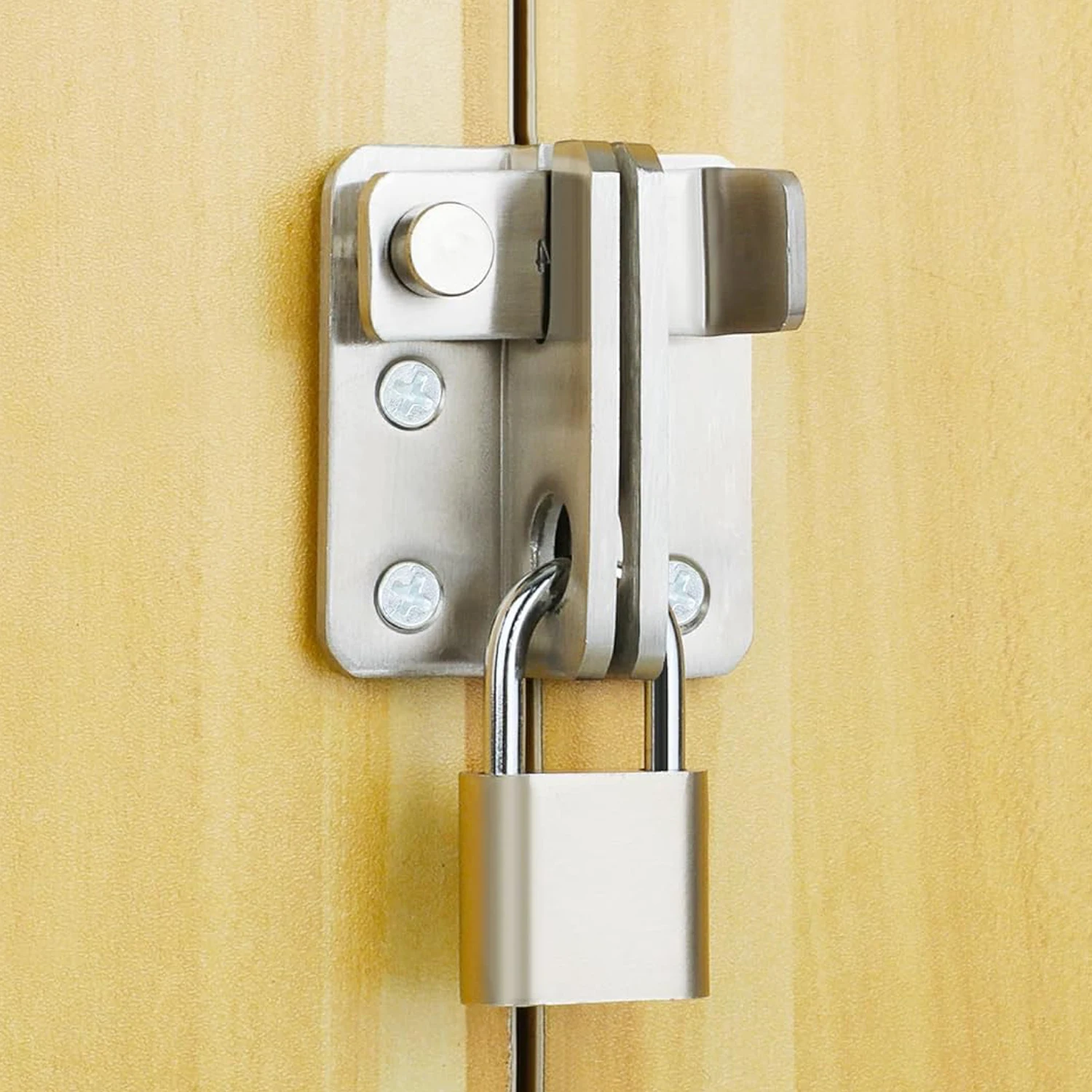 1/2Set Padlock Flip Latch Safety Door Lock Catch Buckle Stainless Steel Sliding Bolt Latch with Screws for Fence Barn Cabinet