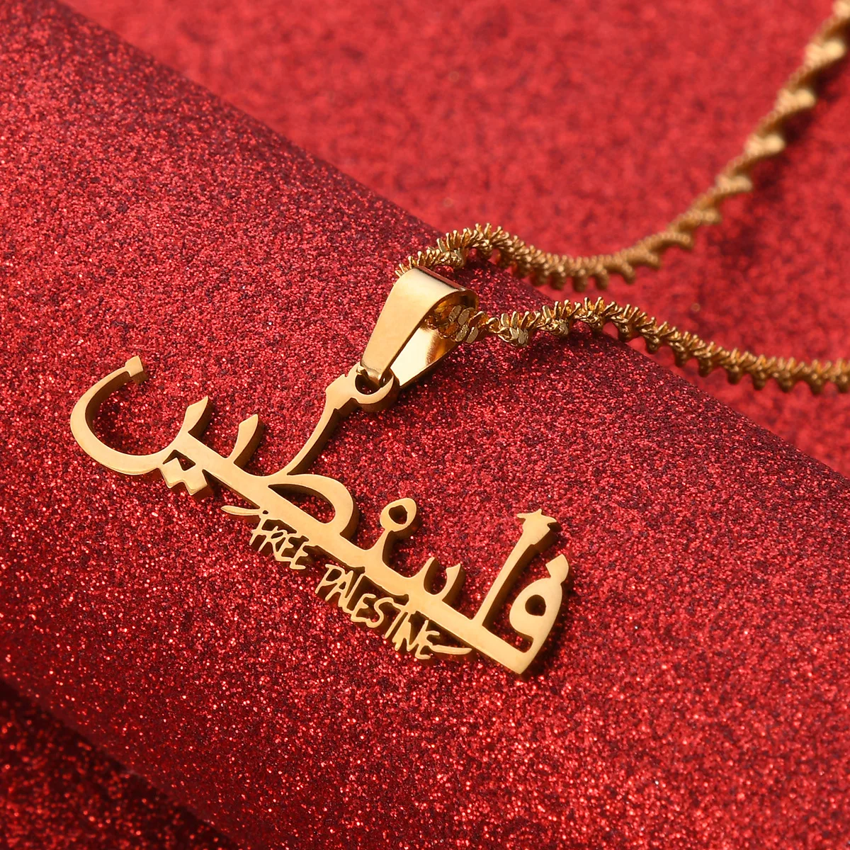 Stainless Steel Arabic Geometric Pendant Necklace for Women Men Personalized Chain Jewelry Accessories