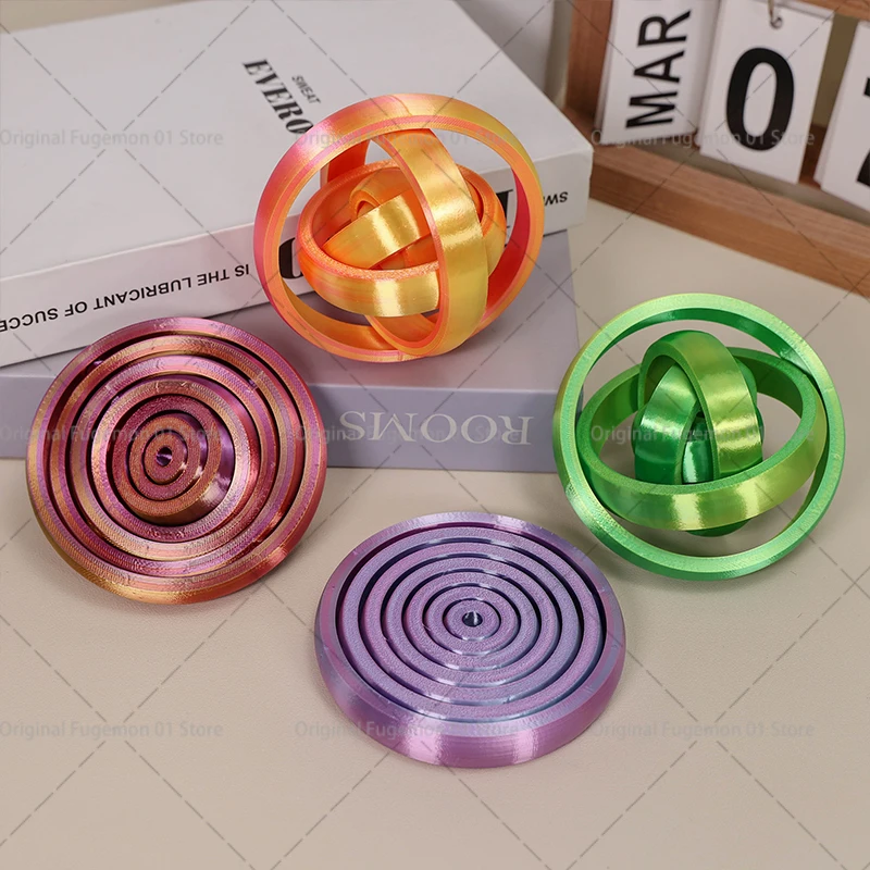 3D-gedruckter Rotationskugel, 7-Ring, O-förmig, universelles Fingerspitzen-Gyroskop, Schwerkraft-Rotation, Fidget-Spinner, sensorisches Spielzeug für Kinder