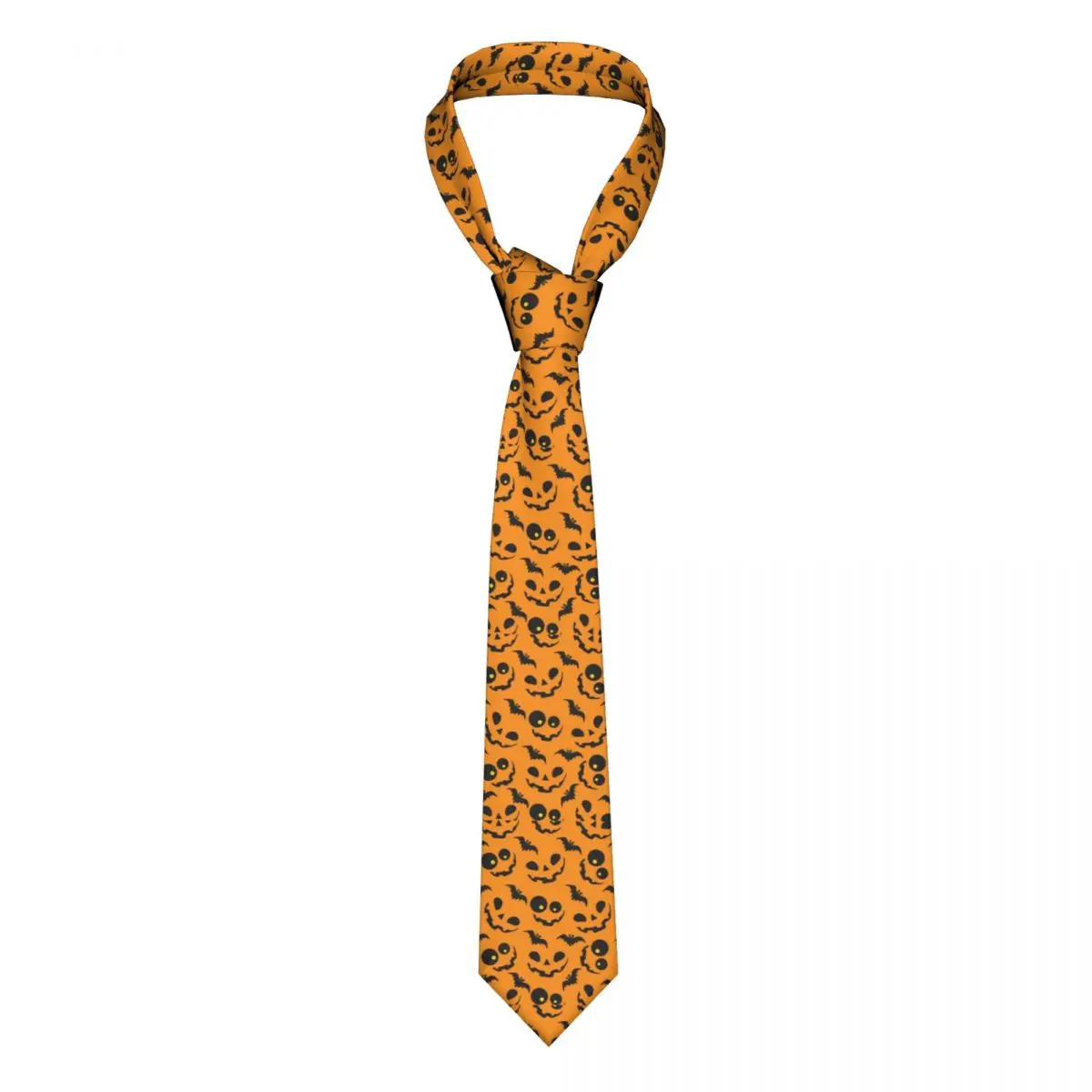 

Halloween Pattern With Orange Pumpkins Tie Skull Ties Hip-Hop Street Cravat Wedding Necktie 8cm Wide