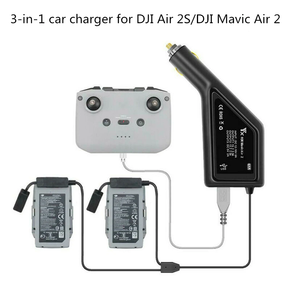 3 in 1 Mavic Car Charger Dual Battery & Controller Charging for DJI  Air 2S/DJI Mavic Air 2 view 2