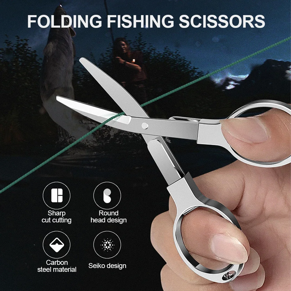 1PC Portable Folding Scissors Carbon Steel Line Cutting Tools Mini Hand Tool Supplies Multifunctional Needlework Scissors