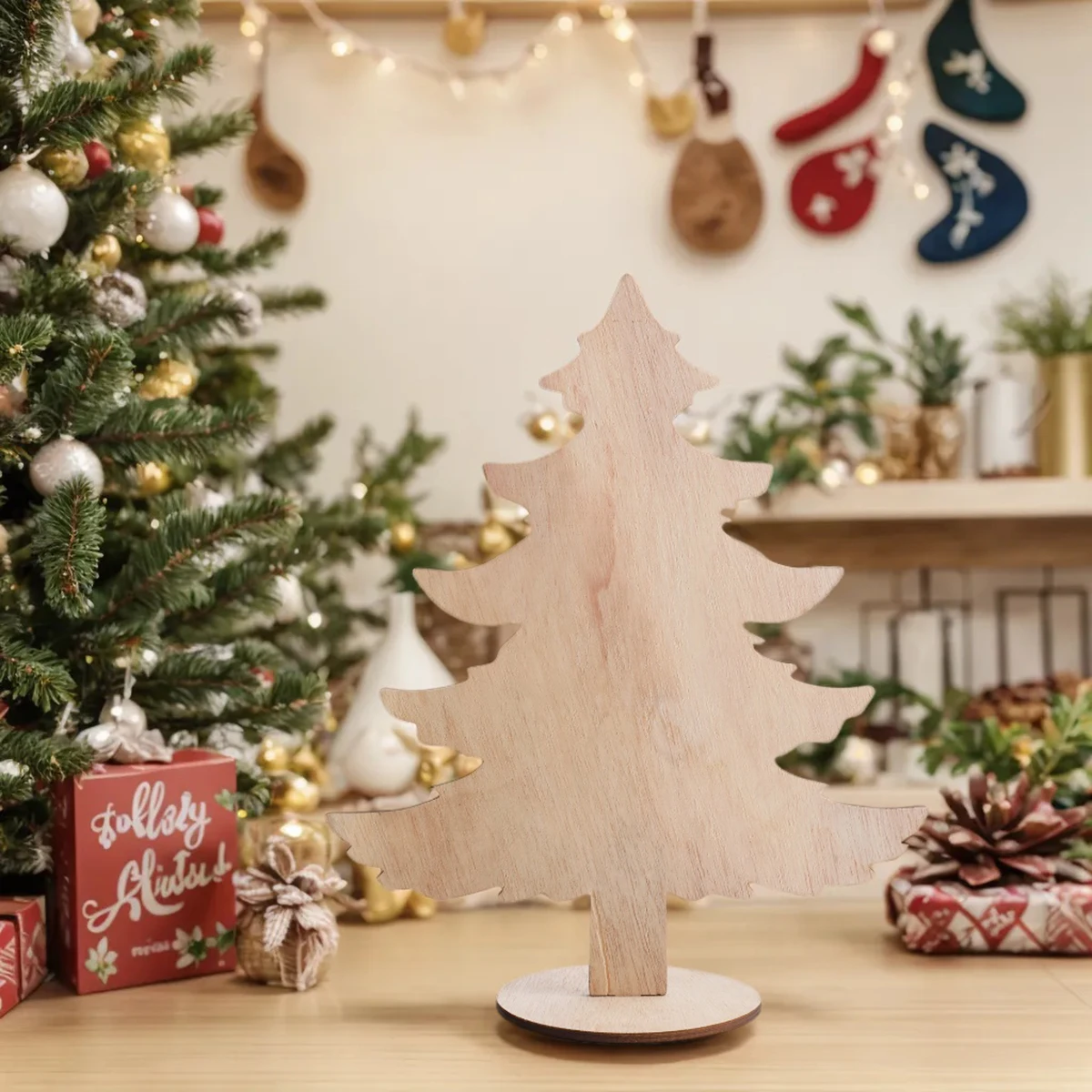 Wooden Christmas Tree Ornaments，Winter Desktop Decoration Set，Bohemian Home Decor, Room Country Rustic, Christmas Supplies Gift