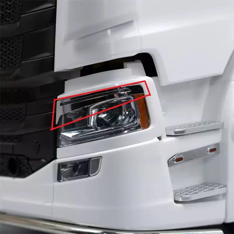 1 Pair Headlight Eyebrow Trim Metal Sticker for Tamiya 1/14 RC Truck Trailer Scania 770S 6X4 56368 8X4 56371 Upgrade Parts Toys