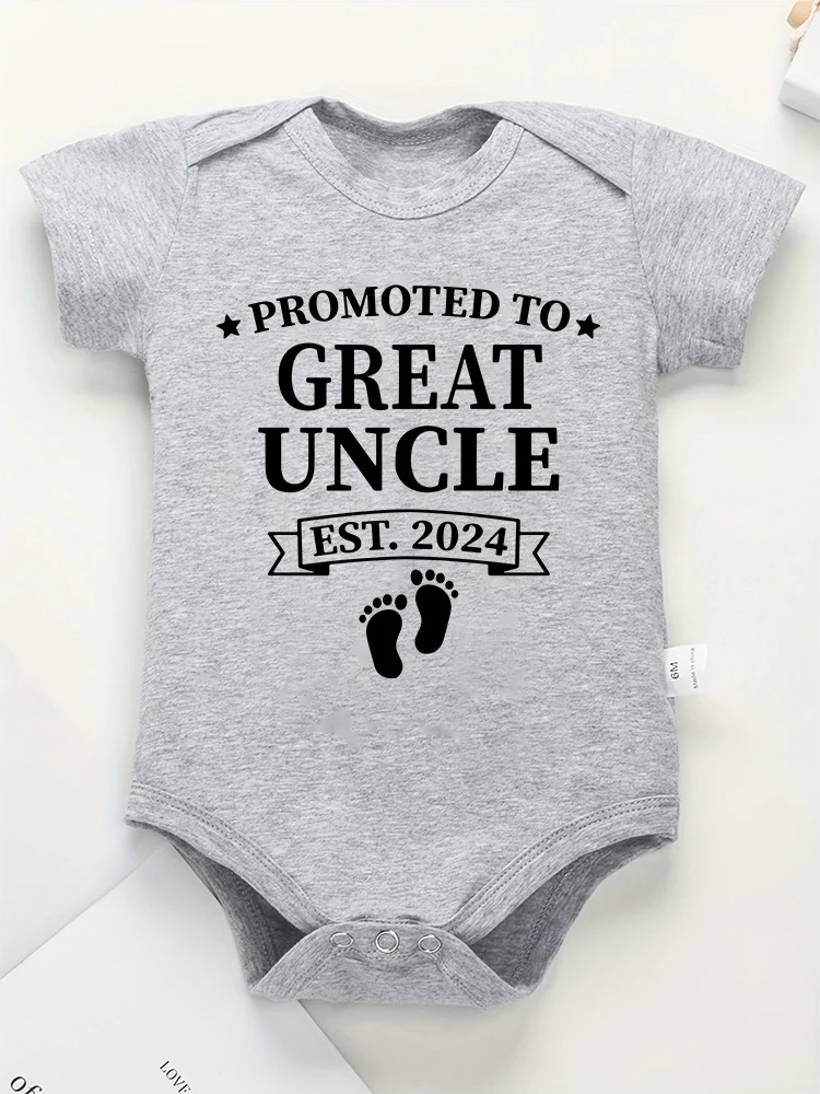 Promoted to Great Uncle EST 2024 Baby Onesie Pregnancy Announcement American Style Cotton Infant Clothes Aesthetic Harajuku