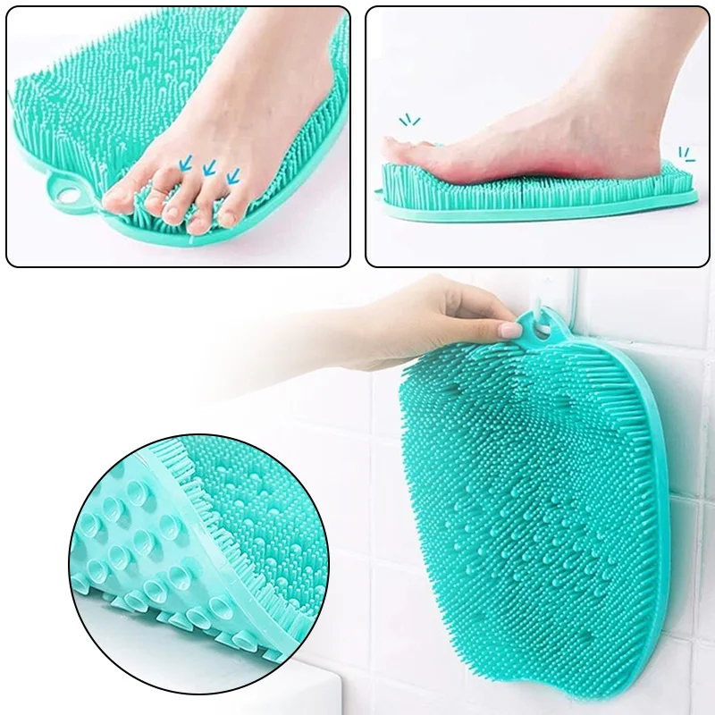 Silicone Foot Massage Mat Brush Bathroom Shower Non-slip Wash Foot Pad Rub Back Body Exfoliating Brush Bathing Cleaning Tool